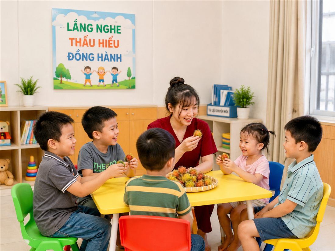 Buổi can thiệp nhóm nhỏ tại trung tâm