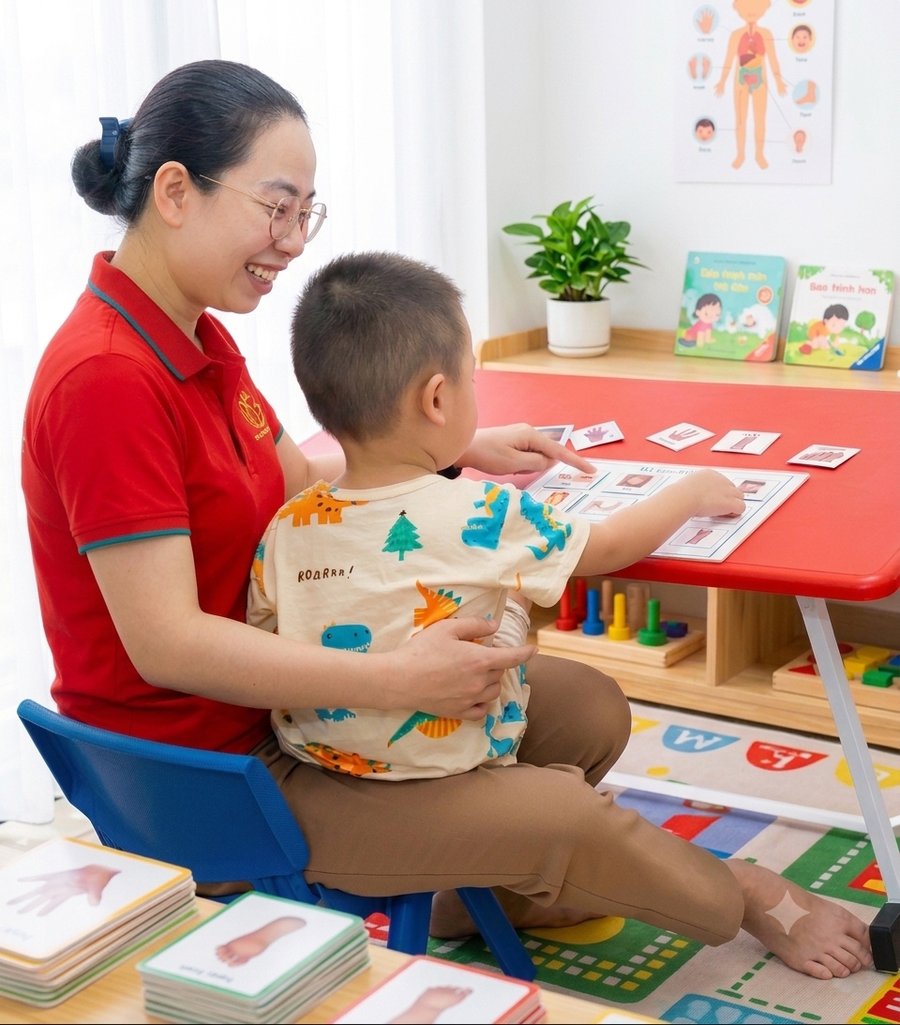 Buổi can thiệp cá nhân 1:1 giữa giáo viên và trẻ